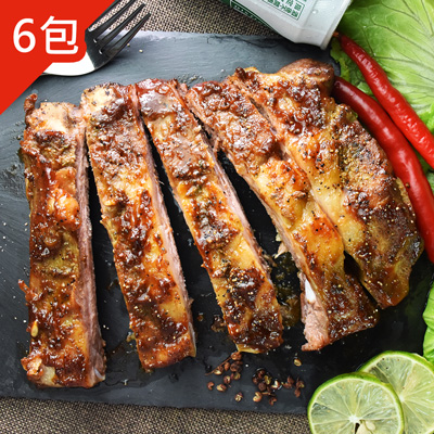 BBQ炭烤豬肋排(500g±5%/包，共6包)